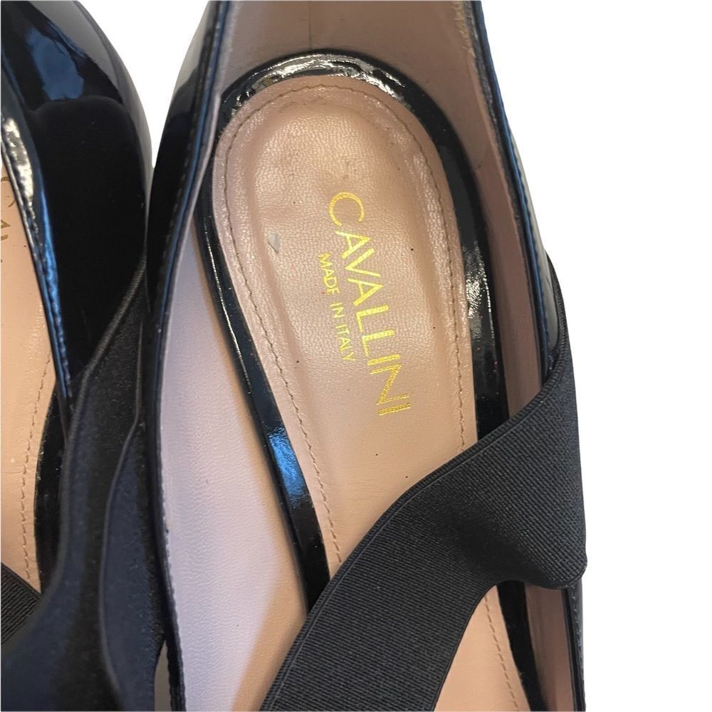ERIKA CAVALLINI Italy Black Patent Leather Pointy Toe Heels Pumps Cross Strap 38 - Picture 11 of 11